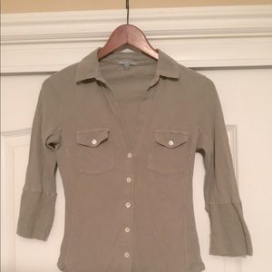 James Perse  Side panel button down shirt size 1..see attached size chart.